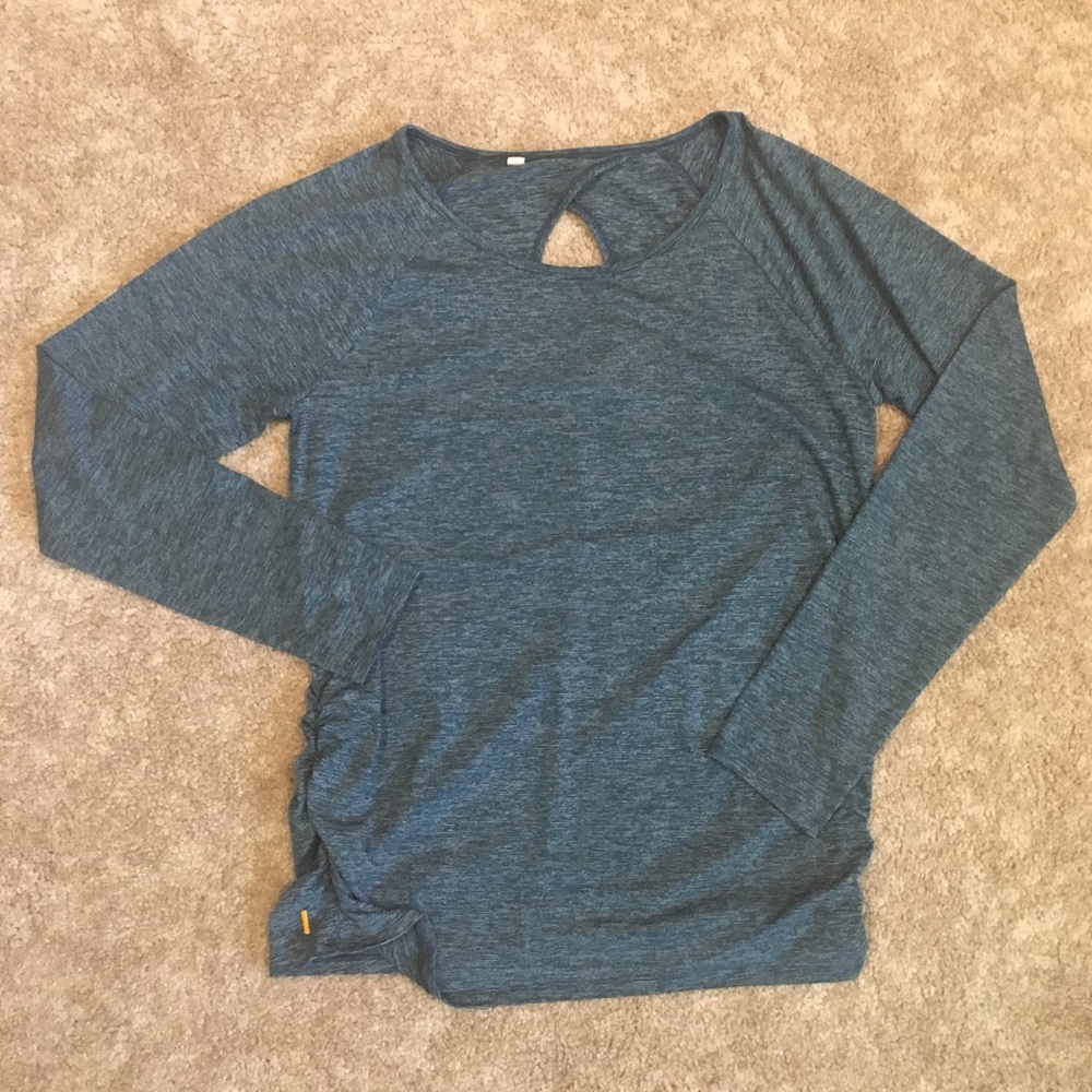 Lucy Teal Striped Keyhole Long Sleeve - M